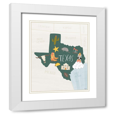 Texas Icons 2 White Modern Wood Framed Art Print with Double Matting by Louise, Gigi