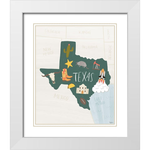 Texas Icons 2 White Modern Wood Framed Art Print with Double Matting by Louise, Gigi