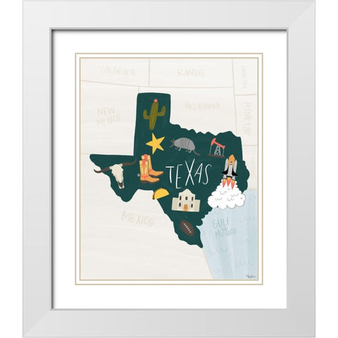 Texas Icons White Modern Wood Framed Art Print with Double Matting by Louise, Gigi