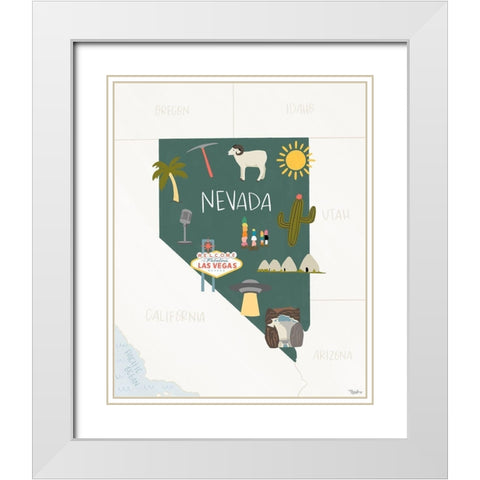 Nevada Icons White Modern Wood Framed Art Print with Double Matting by Louise, Gigi