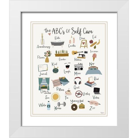 ABC Self Care White Modern Wood Framed Art Print with Double Matting by Louise, Gigi