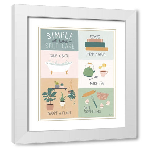 At Home Self Care 2 White Modern Wood Framed Art Print with Double Matting by Louise, Gigi