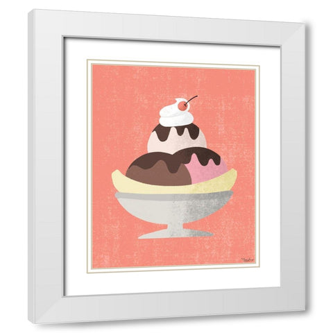 Banana Split White Modern Wood Framed Art Print with Double Matting by Louise, Gigi