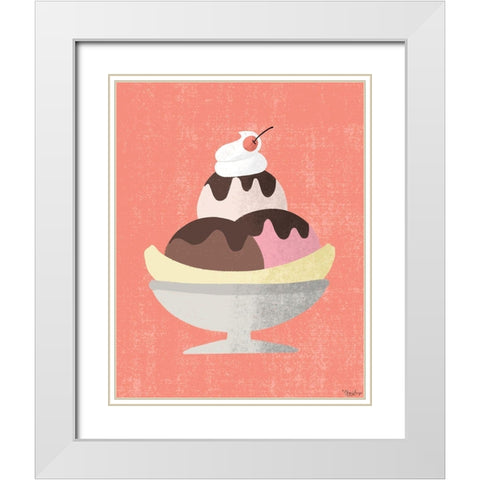 Banana Split White Modern Wood Framed Art Print with Double Matting by Louise, Gigi