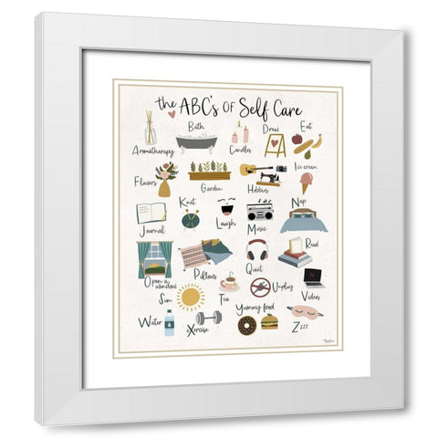 ABC Self Care White Modern Wood Framed Art Print with Double Matting by Louise, Gigi