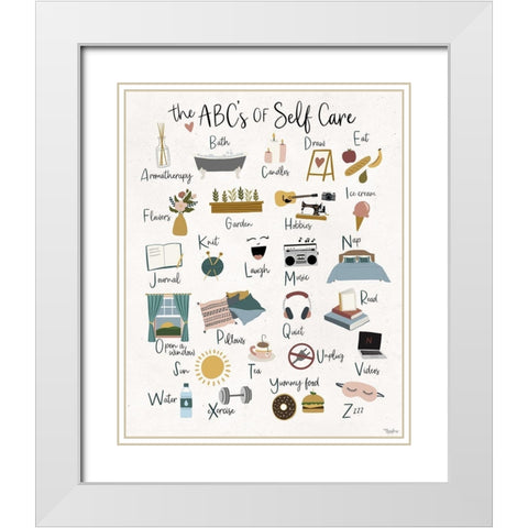 ABC Self Care White Modern Wood Framed Art Print with Double Matting by Louise, Gigi
