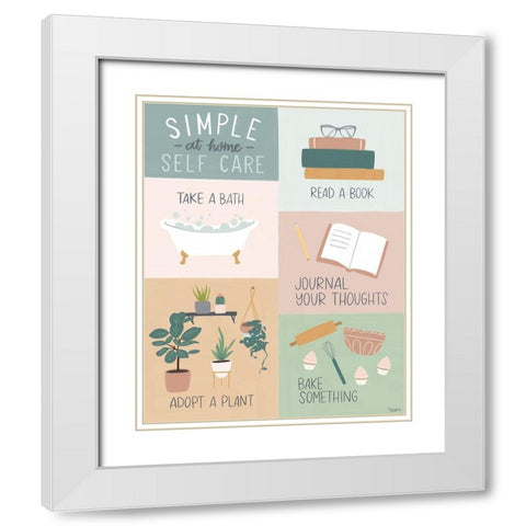 At Home Self Care 3 White Modern Wood Framed Art Print with Double Matting by Louise, Gigi