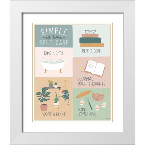 At Home Self Care 3 White Modern Wood Framed Art Print with Double Matting by Louise, Gigi