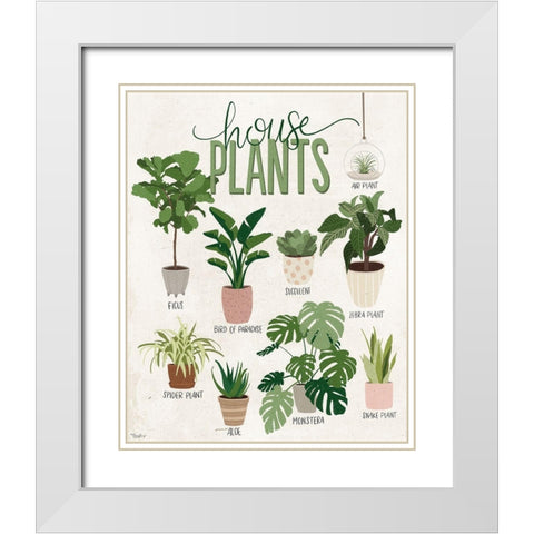 Vintage House Plants White Modern Wood Framed Art Print with Double Matting by Louise, Gigi