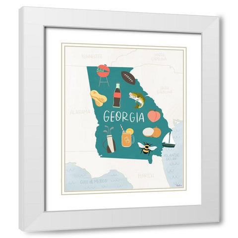 Georgia Pride White Modern Wood Framed Art Print with Double Matting by Louise, Gigi