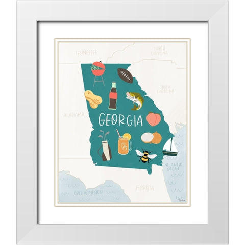 Georgia Pride White Modern Wood Framed Art Print with Double Matting by Louise, Gigi