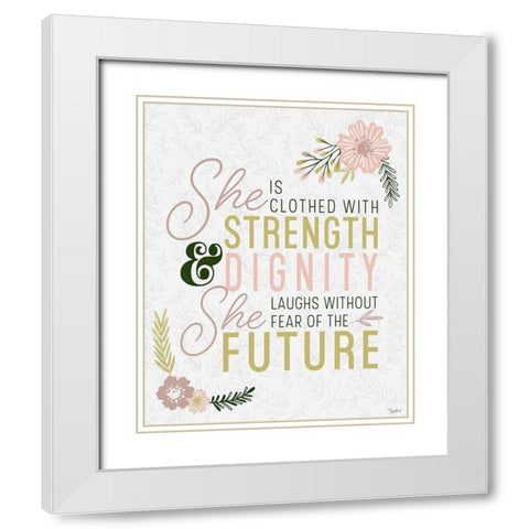 She Strength White Modern Wood Framed Art Print with Double Matting by Louise, Gigi