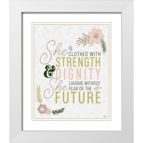 She Strength White Modern Wood Framed Art Print with Double Matting by Louise, Gigi