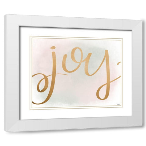 Joy Gold Watercolor White Modern Wood Framed Art Print with Double Matting by Louise, Gigi