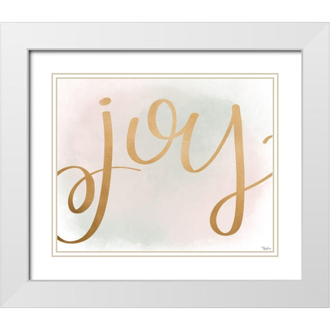 Joy Gold Watercolor White Modern Wood Framed Art Print with Double Matting by Louise, Gigi