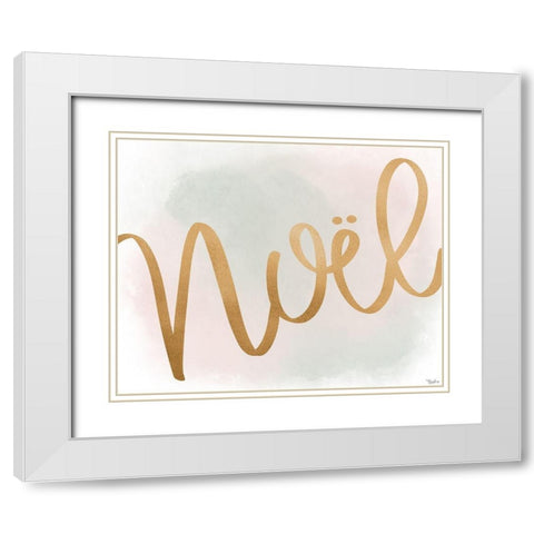 Noel Gold Watercolor White Modern Wood Framed Art Print with Double Matting by Louise, Gigi