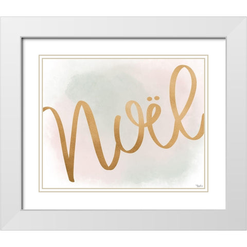 Noel Gold Watercolor White Modern Wood Framed Art Print with Double Matting by Louise, Gigi