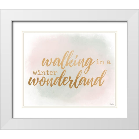 Winter Wonderland Gold Watercolor White Modern Wood Framed Art Print with Double Matting by Louise, Gigi