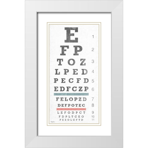 Eye Chart White Modern Wood Framed Art Print with Double Matting by Louise, Gigi