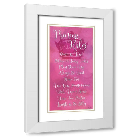 Princess Rules Script White Modern Wood Framed Art Print with Double Matting by Louise, Gigi