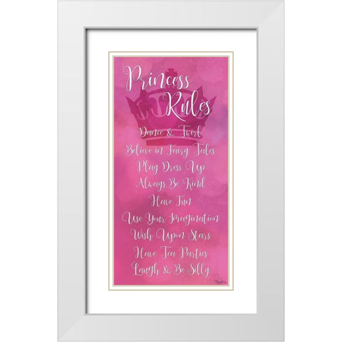 Princess Rules Script White Modern Wood Framed Art Print with Double Matting by Louise, Gigi