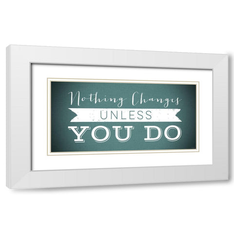 Changes Teal White Modern Wood Framed Art Print with Double Matting by Louise, Gigi
