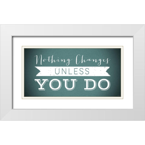 Changes Teal White Modern Wood Framed Art Print with Double Matting by Louise, Gigi