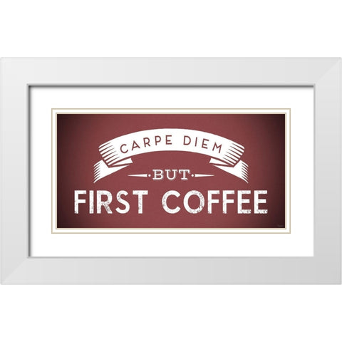 Coffee Red White Modern Wood Framed Art Print with Double Matting by Louise, Gigi