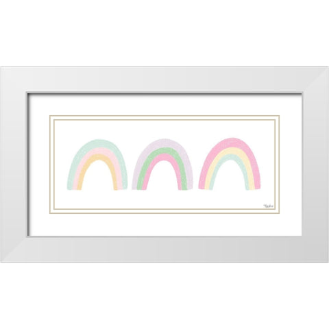 Pastel Rainbows White Modern Wood Framed Art Print with Double Matting by Louise, Gigi