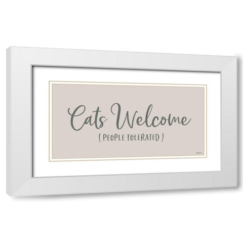 Cats Welcome White Modern Wood Framed Art Print with Double Matting by Louise, Gigi