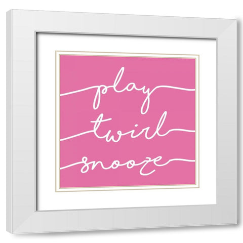 Play Twirl Snooze PINK White Modern Wood Framed Art Print with Double Matting by Louise, Gigi