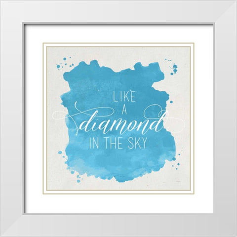 Diamond Sky Blue White Modern Wood Framed Art Print with Double Matting by Louise, Gigi
