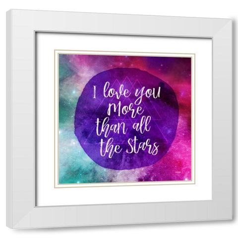 Starry Loved White Modern Wood Framed Art Print with Double Matting by Louise, Gigi