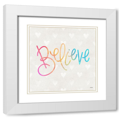 Believe White Modern Wood Framed Art Print with Double Matting by Louise, Gigi