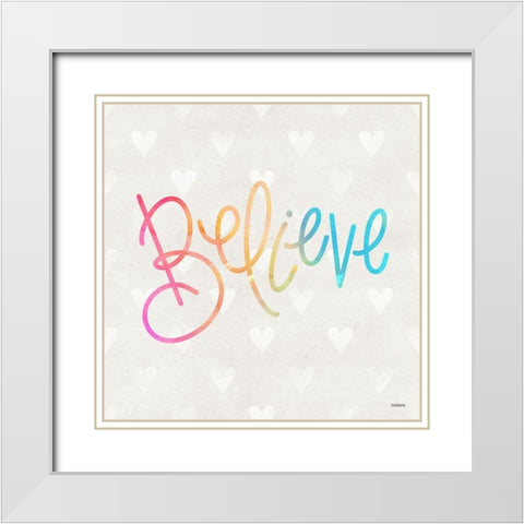 Believe White Modern Wood Framed Art Print with Double Matting by Louise, Gigi