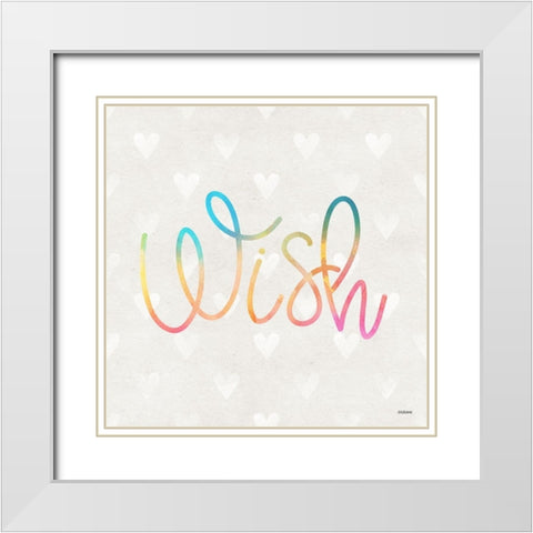 Wish White Modern Wood Framed Art Print with Double Matting by Louise, Gigi