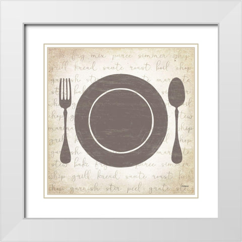 Plate Utensils White Modern Wood Framed Art Print with Double Matting by Louise, Gigi