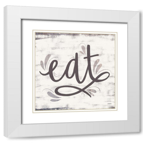 Eat White Modern Wood Framed Art Print with Double Matting by Louise, Gigi