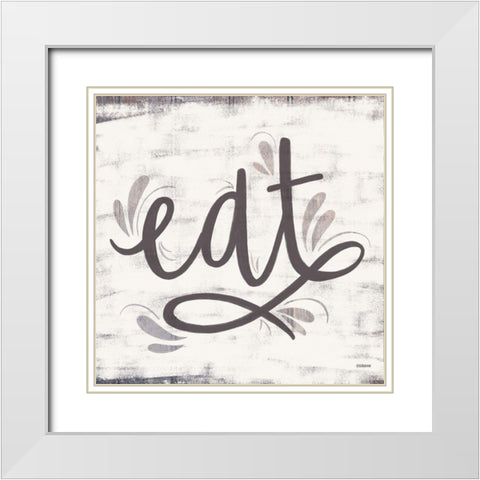 Eat White Modern Wood Framed Art Print with Double Matting by Louise, Gigi