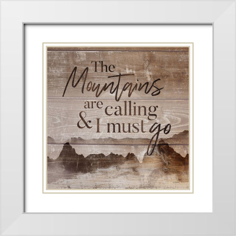 Mountains Calling White Modern Wood Framed Art Print with Double Matting by Louise, Gigi