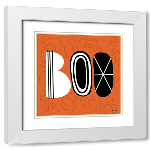 BOO White Modern Wood Framed Art Print with Double Matting by Louise, Gigi