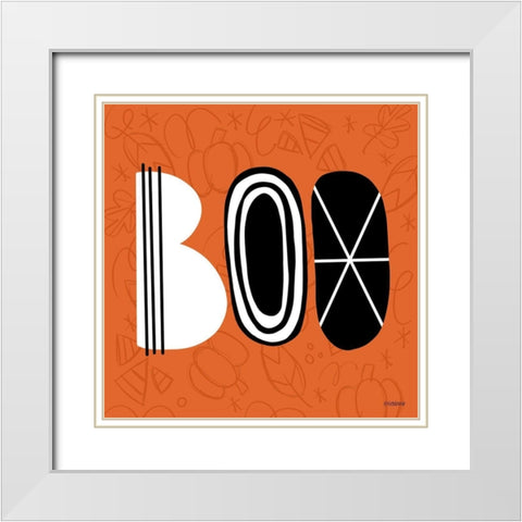 BOO White Modern Wood Framed Art Print with Double Matting by Louise, Gigi