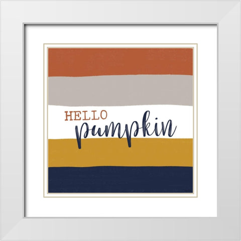 Hello Pumpkin 2 White Modern Wood Framed Art Print with Double Matting by Louise, Gigi