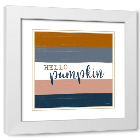 Hello Pumpkin White Modern Wood Framed Art Print with Double Matting by Louise, Gigi