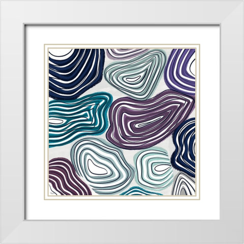 Purple Geodes White Modern Wood Framed Art Print with Double Matting by Louise, Gigi