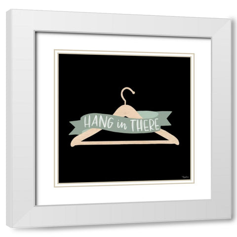 Hang In There Sage White Modern Wood Framed Art Print with Double Matting by Louise, Gigi