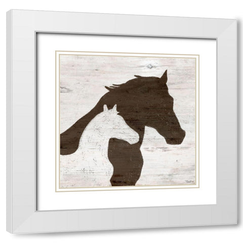 Two Horses White Modern Wood Framed Art Print with Double Matting by Louise, Gigi