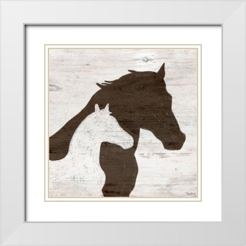 Two Horses White Modern Wood Framed Art Print with Double Matting by Louise, Gigi