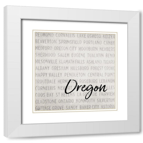 Oregon Cities White Modern Wood Framed Art Print with Double Matting by Louise, Gigi