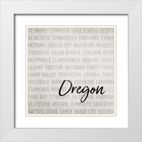 Oregon Cities White Modern Wood Framed Art Print with Double Matting by Louise, Gigi